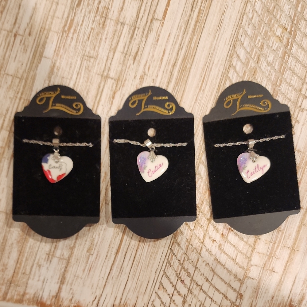 Heart Pendant Necklace Set - Silver - Pick 1